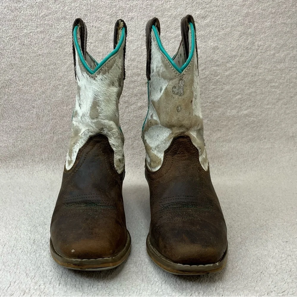 Dan Post Rumi Leather & Calf Hair Western Cowgirl Boots-Kids 13-Brown/Multicolor